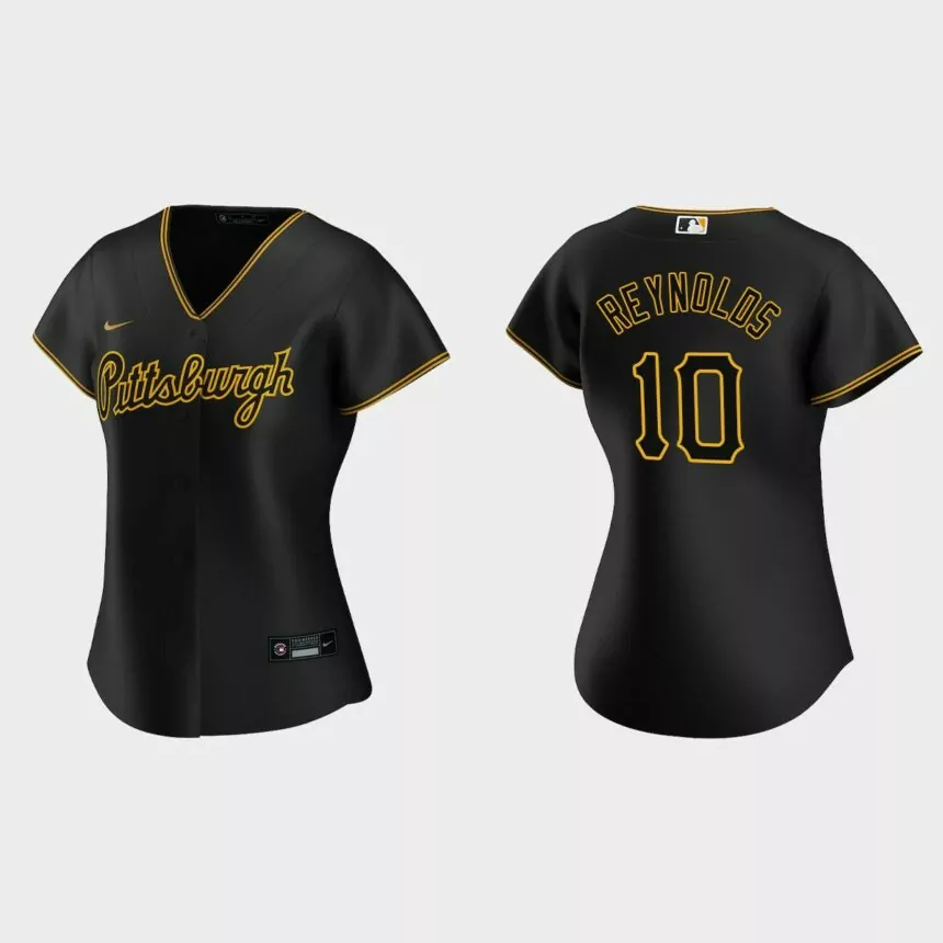 Women Pittsburgh Pirates Bryan Reynolds Team Script Black Replica Alternate Jersey