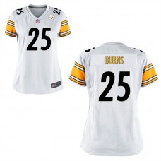 Women Pittsburgh Steelers #25 Artie Burns White Game Jersey