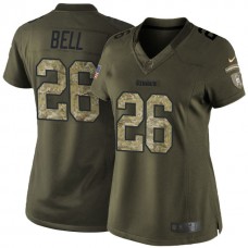 Women Pittsburgh Steelers #26 Le'Veon Bell Green Salute To Service Limited Jersey