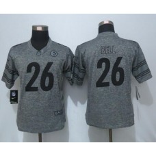 Women Pittsburgh Steelers #26 Le'Veon Bell Gridiron Gray Limited Jersey
