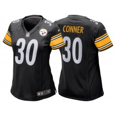 Women Pittsburgh Steelers #30 James Conner Black Game Jersey