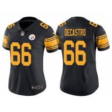 Women Pittsburgh Steelers #66 David DeCastro Black Vapor Untouchable Color Rush Limited Jersey