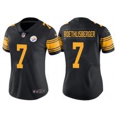 Women Pittsburgh Steelers #7 Ben Roethlisberger Black Vapor Untouchable Color Rush Limited Jersey