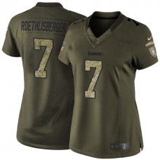 Women Pittsburgh Steelers #7 Ben Roethlisberger Green Salute To Service Limited Jersey