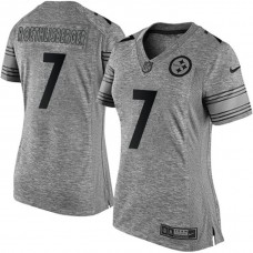 Women Pittsburgh Steelers #7 Ben Roethlisberger Gridiron Gray Limited Jersey