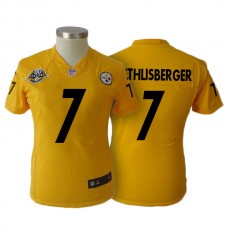 Women Pittsburgh Steelers #7 Ben Roethlisberger Yellow 80th Season Jersey