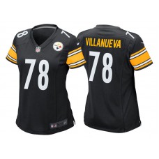 Women Pittsburgh Steelers #78 Alejandro Villanueva Black Game Jersey