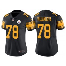 Women Pittsburgh Steelers #78 Alejandro Villanueva Black Vapor Untouchable Color Rush Limited Jersey