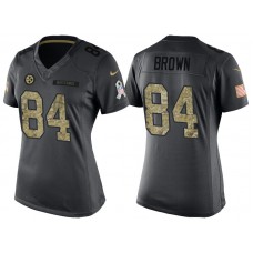 Women Pittsburgh Steelers #84 Antonio Brown Camo Anthracite 2016 Salute to Service Limited Jersey