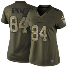 Women Pittsburgh Steelers #84 Antonio Brown Green Salute To Service Limited Jersey