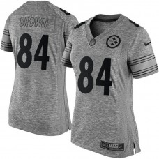 Women Pittsburgh Steelers #84 Antonio Brown Gridiron Gray Limited Jersey