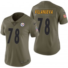 Women Pittsburgh Steelers Alejandro Villanueva Olive 2017 Salute to Service Limited Jersey