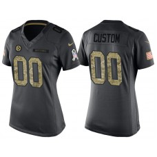 Women Pittsburgh Steelers Anthracite Camo 2016 Salute to Service Veterans Day Customized Jersey