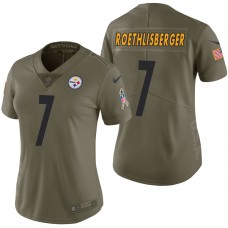 Women Pittsburgh Steelers Ben Roethlisberger Olive 2017 Salute to Service Limited Jersey