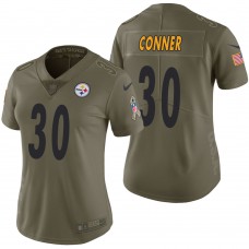 Women Pittsburgh Steelers James Conner Olive 2017 Salute to Service Limited Jersey