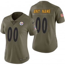 Women Pittsburgh Steelers Olive 2017 Salute to Service Limited Customized Jersey