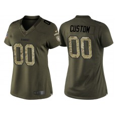 Women Pittsburgh Steelers Olive Camo Salute to Service Veterans Day Customized Jersey