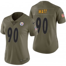 Women Pittsburgh Steelers T.J. Watt Olive 2017 Salute to Service Limited Jersey