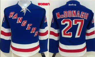 Women Rangers #27 Ryan McDonagh Blue Home Stitched NHL Jersey