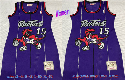 Women Raptors 15 Vince Carter Purple Women Hardwood Classics Mesh Jersey