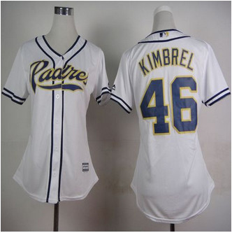 Women San Diego Padres #46 Craig Kimbrel White Home Stitched Baseball Jersey