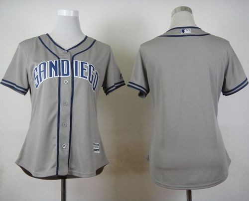 Women San Diego Padres Blank Grey Road Stitched Baseball Jersey