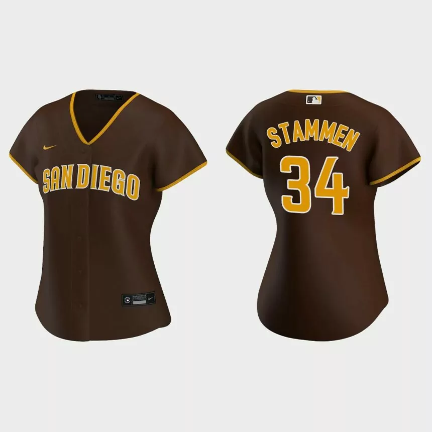 Women San Diego Padres Craig Stammen Brown Replica Jersey