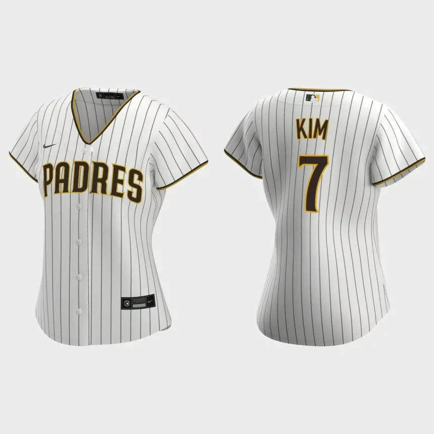 Women San Diego Padres Ha-Seong Kim Nike White Brown Replica Home Jersey