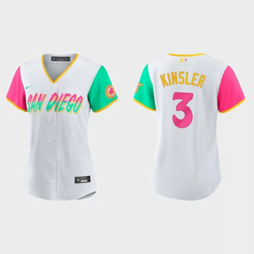 Women San Diego Padres Ian Kinsler White 2022 City Connect Replica Jersey