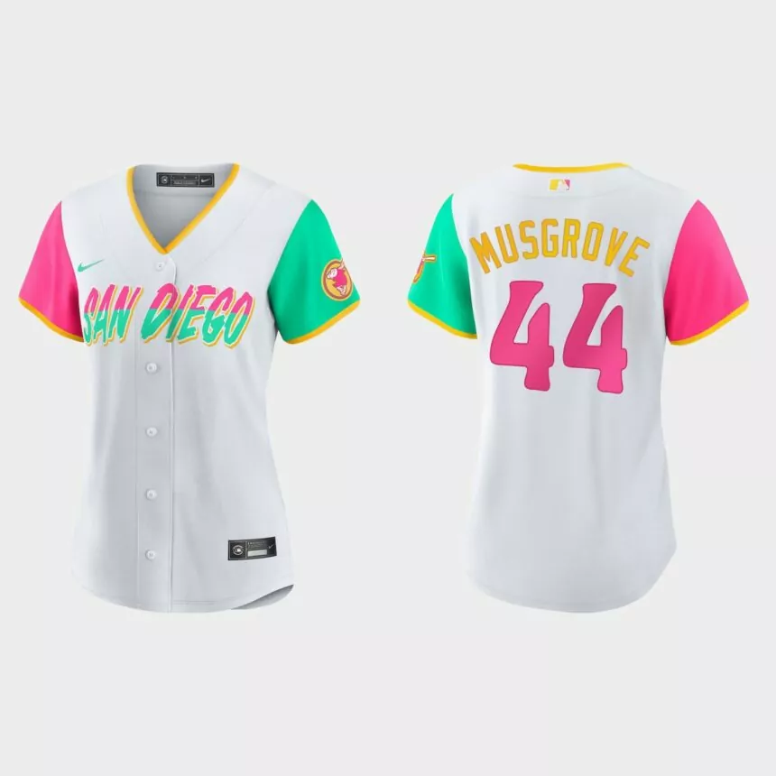 Women San Diego Padres Joe Musgrove White 2022 City Connect Replica Jersey