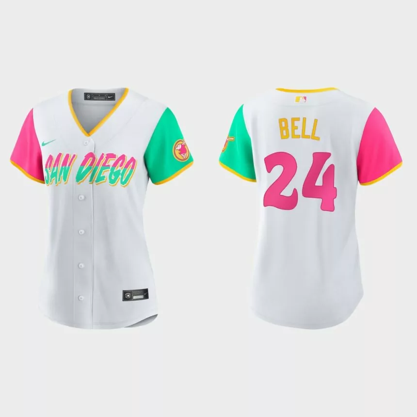 Women San Diego Padres Josh Bell White 2022 City Connect Replica Jersey