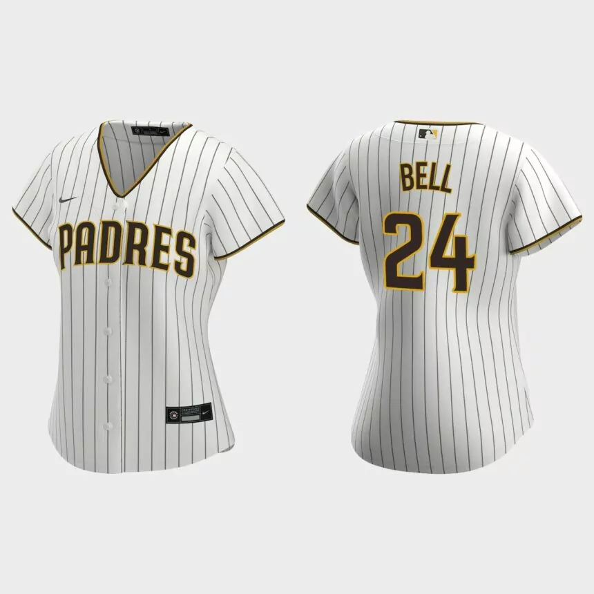Women San Diego Padres Josh Bell White Brown Replica Jersey
