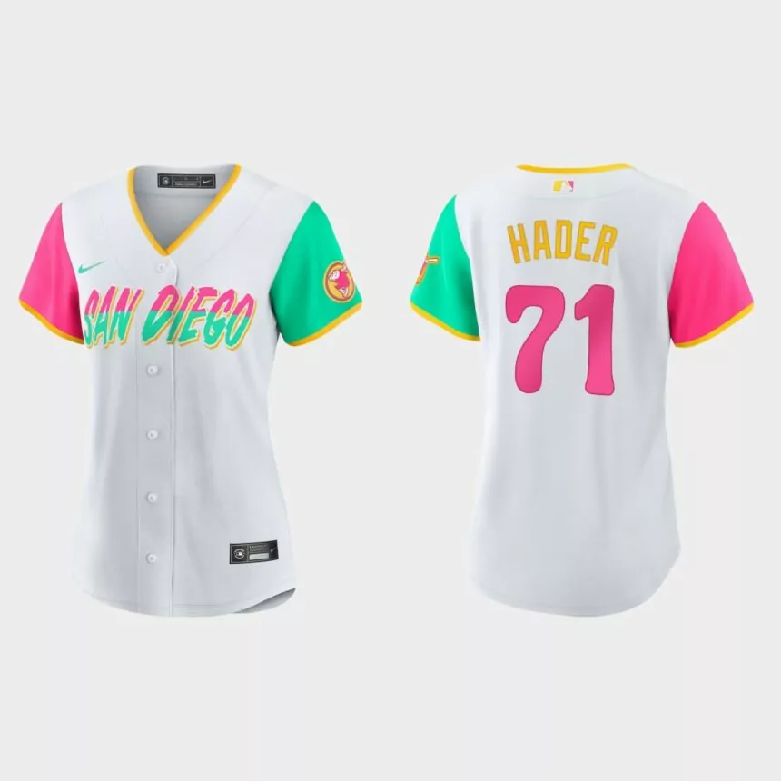 Women San Diego Padres Josh Hader White 2022 City Connect Replica Jersey