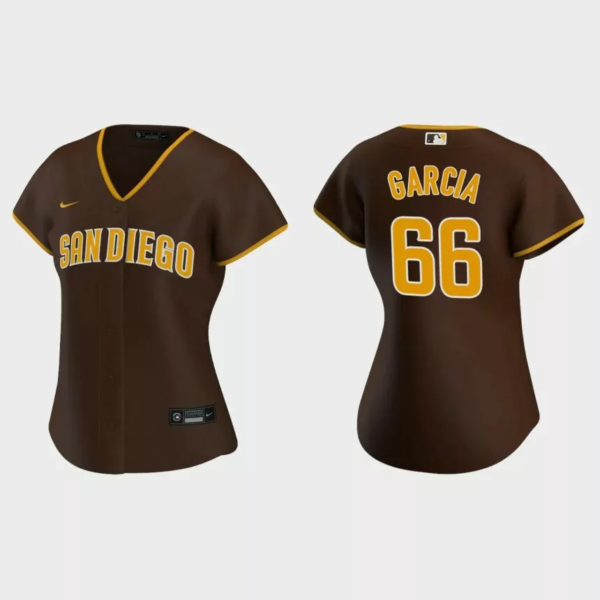 Women San Diego Padres Luis Garcia Brown Replica Jersey