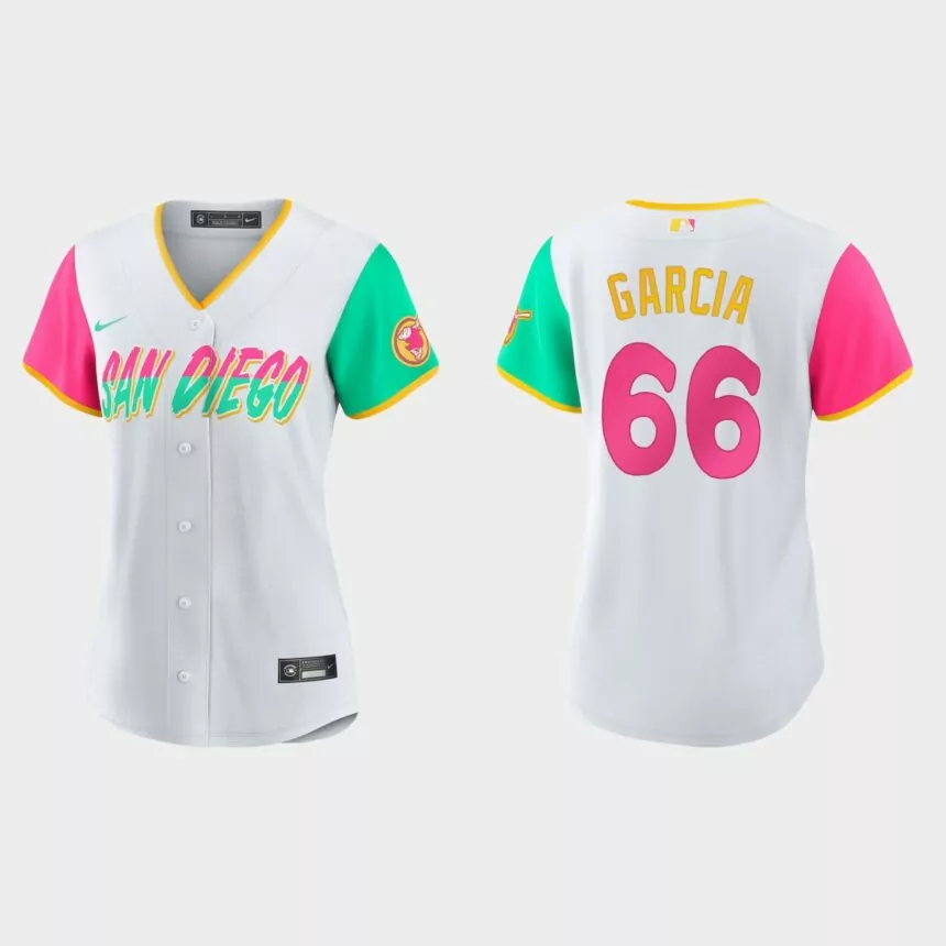 Women San Diego Padres Luis Garcia White 2022 City Connect Replica Jersey