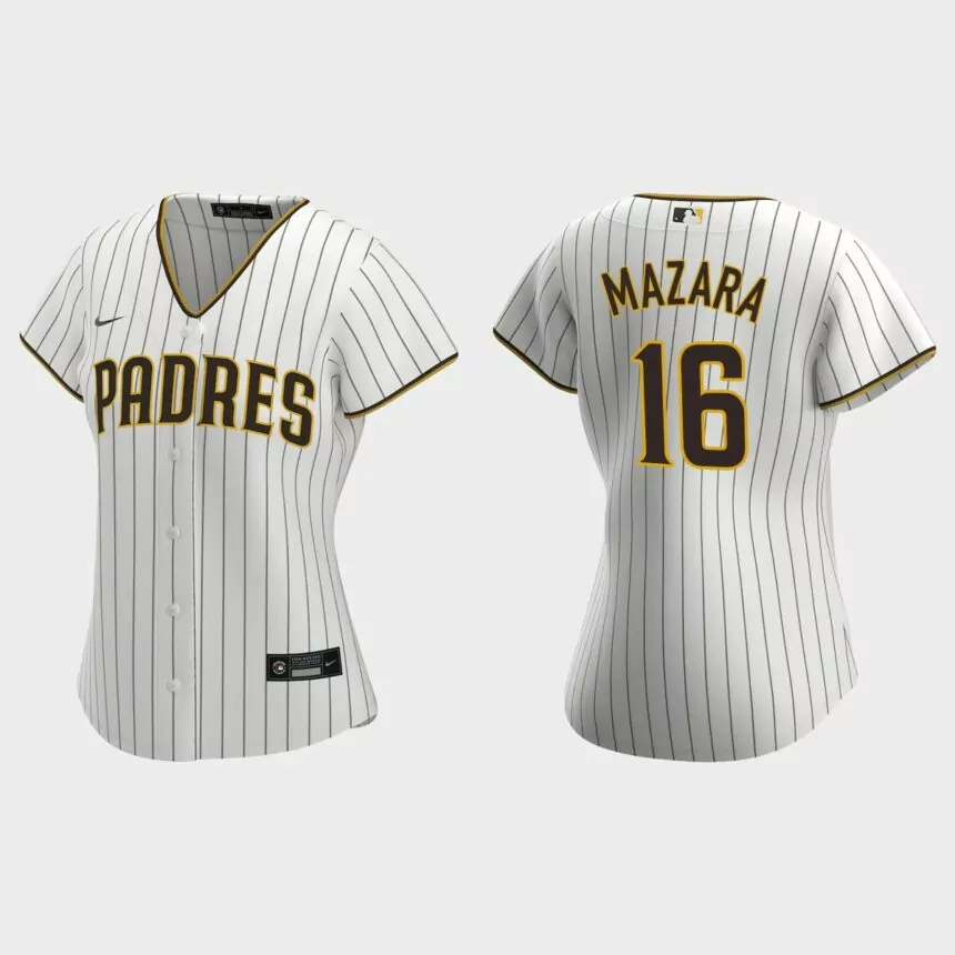 Women San Diego Padres Nomar Mazara White Brown Replica Jersey