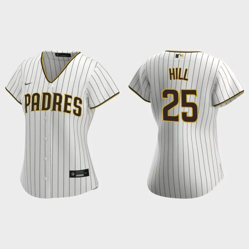 Women San Diego Padres Tim Hill White Brown Replica Jersey