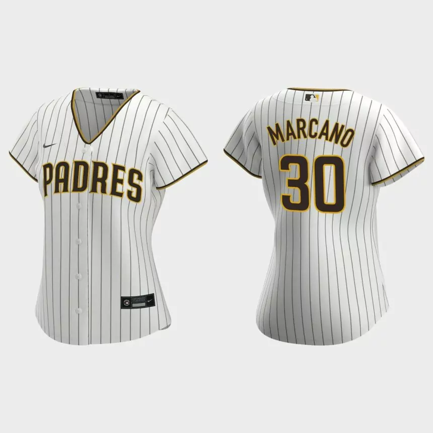Women San Diego Padres Tucupita Marcano White Brown Replica Jersey