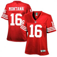 Women San Francisco 49ers #16 Joe Montana Scarlet Retired Player Jersey