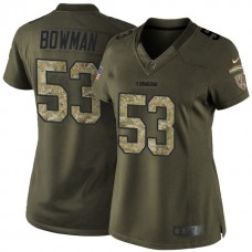 Women San Francisco 49ers #53 NaVorro Bowman Green Salute To Service Limited Jersey