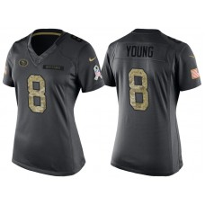 Women San Francisco 49ers #8 Steve Young Anthracite 2016 Salute to Service Limited Jersey