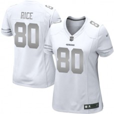 Women San Francisco 49ers #80 Jerry Rice White Platinum Jersey