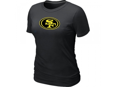 Women San Francisco 49ers Neon Logo Charcoal Black T-shirt