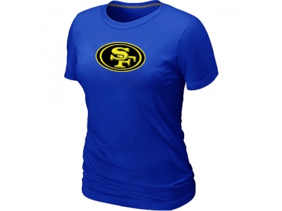 Women San Francisco 49ers Neon Logo Charcoal Blue T-shirt
