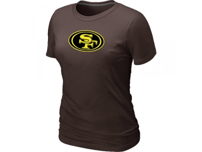 Women San Francisco 49ers Neon Logo Charcoal Brown T-shirt
