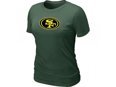 Women San Francisco 49ers Neon Logo Charcoal D.Green T-shirt
