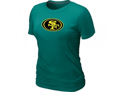 Women San Francisco 49ers Neon Logo Charcoal L.Green T-shirt