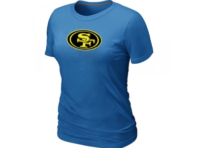 Women San Francisco 49ers Neon Logo Charcoal L.blue T-shirt