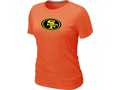 Women San Francisco 49ers Neon Logo Charcoal Orange T-shirt