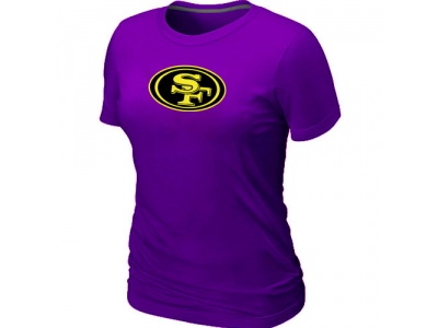 Women San Francisco 49ers Neon Logo Charcoal Purple T-shirt
